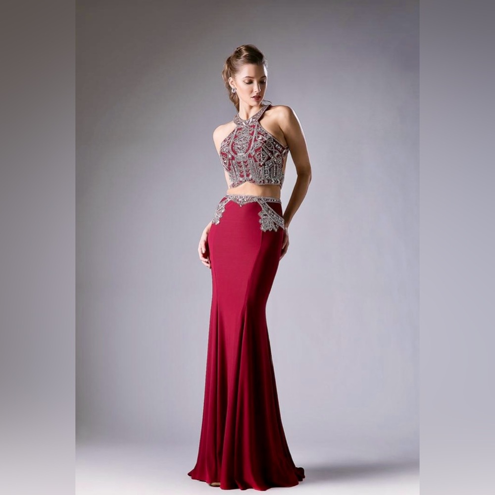 Rachel Allan Burgundy Two-Piece Prom Dress size 6 - Picture 2 of 16